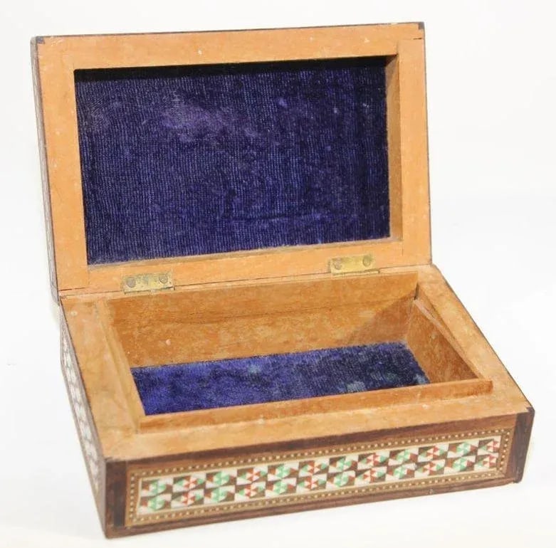 1940s Antique Fine Micro Mosaic Moorish Inlaid Decorative Box - 12