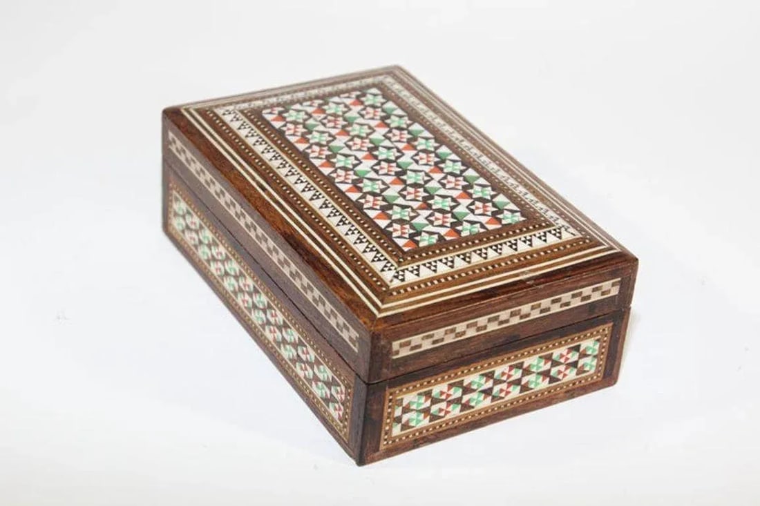 1940s Antique Fine Micro Mosaic Moorish Inlaid Decorative Box - 3