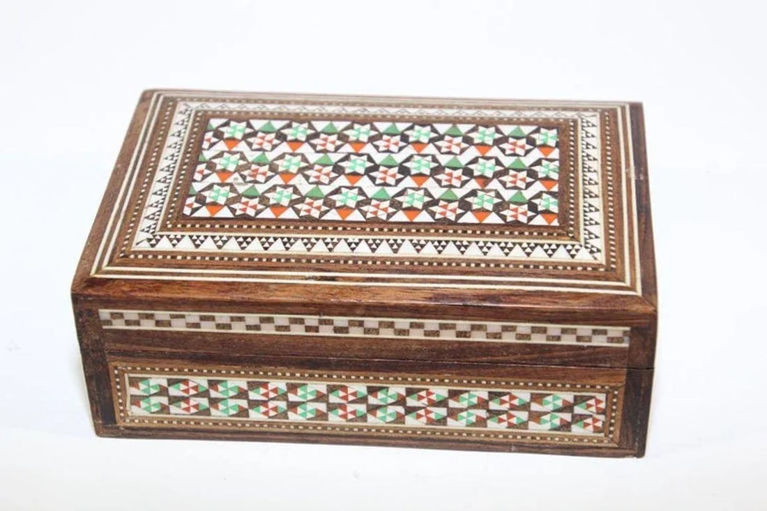 1940s Antique Fine Micro Mosaic Moorish Inlaid Decorative Box - 4