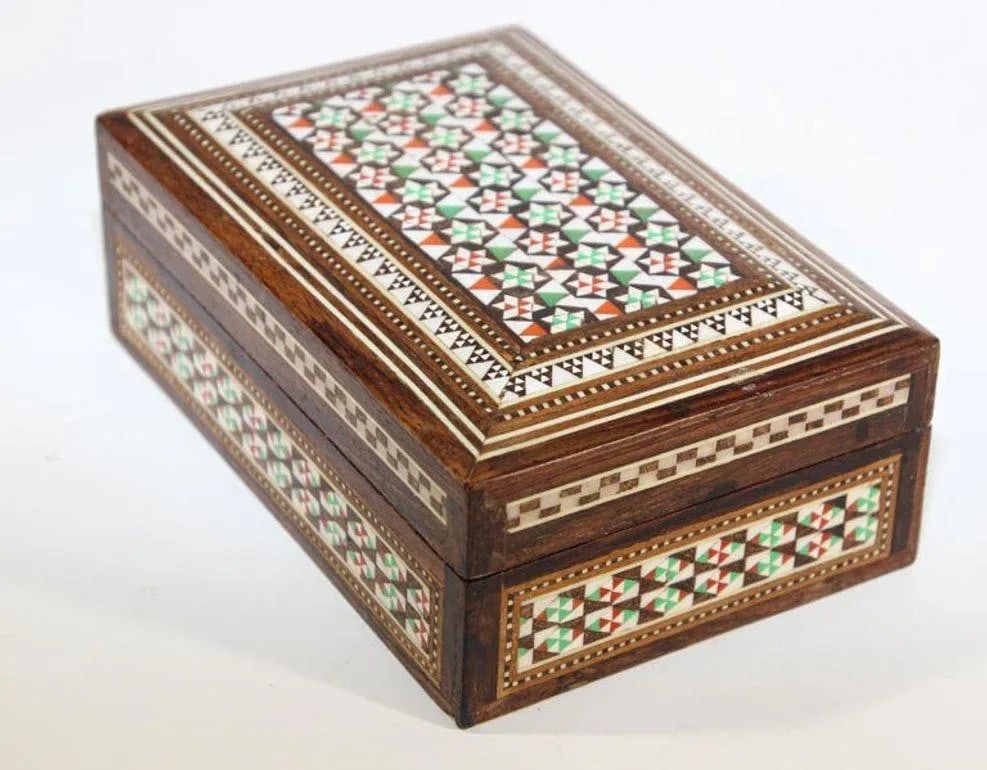 1940s Antique Fine Micro Mosaic Moorish Inlaid Decorative Box - 8