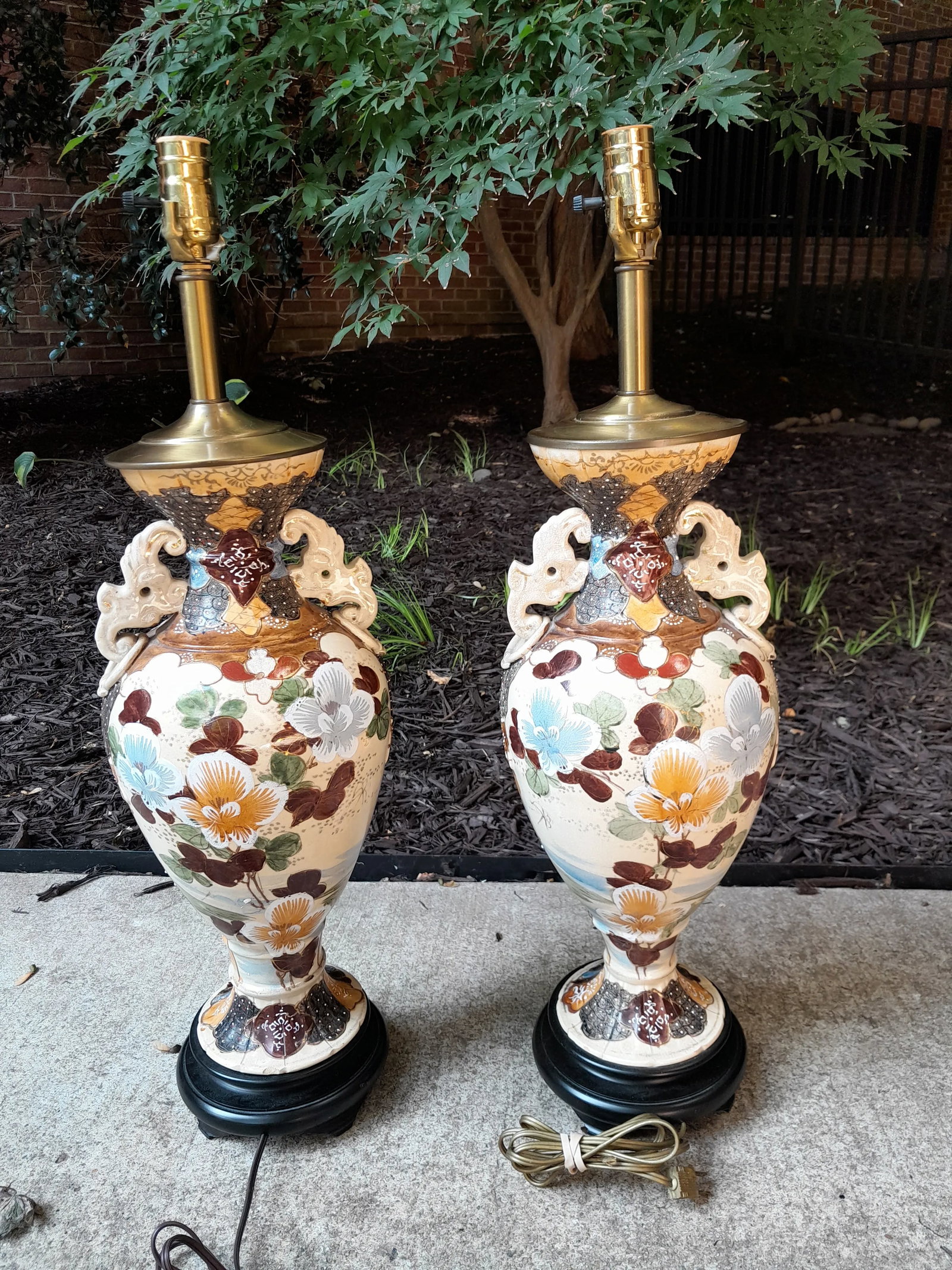 1960s Tall Pair of Japanese Satsuma Table Lamp Bases - 5