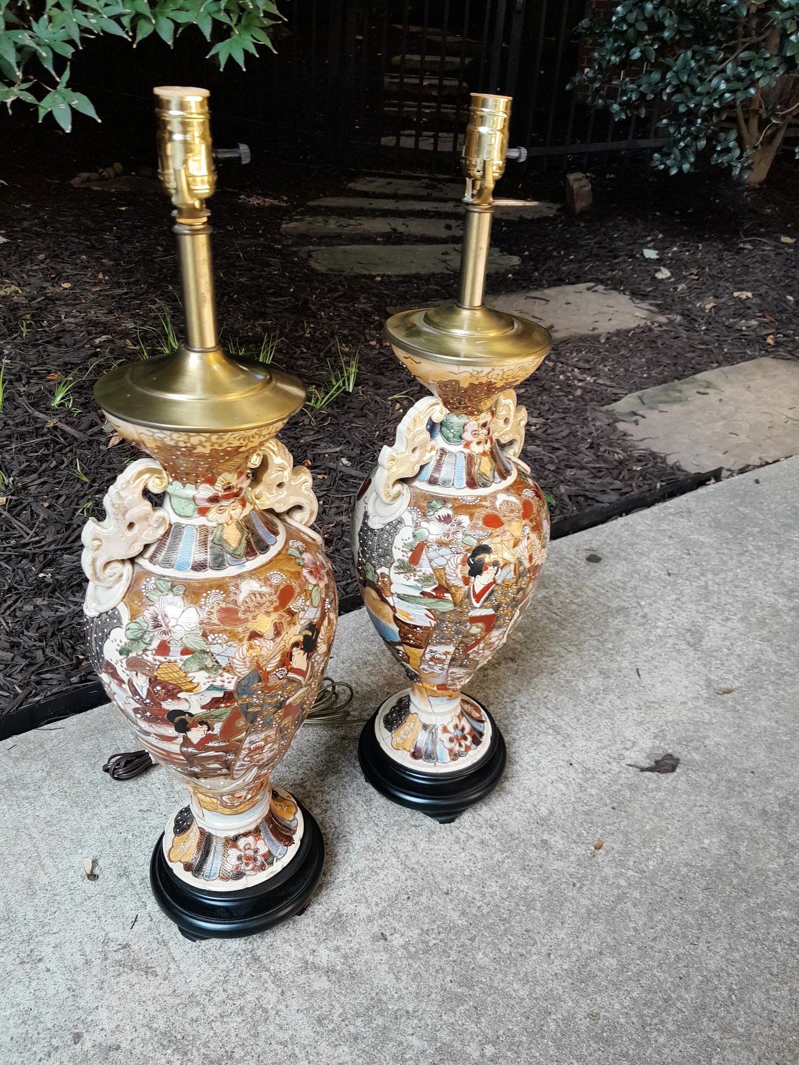 1960s Tall Pair of Japanese Satsuma Table Lamp Bases - 7