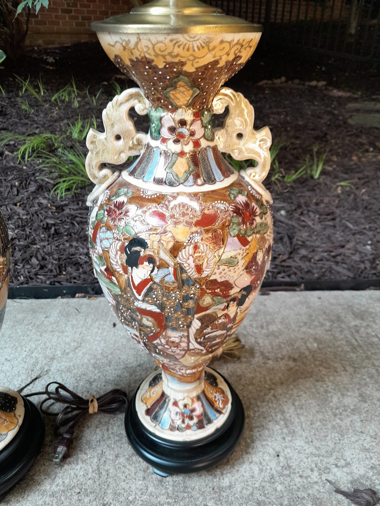 1960s Tall Pair of Japanese Satsuma Table Lamp Bases - 8