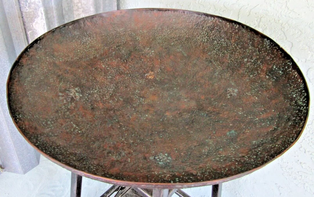 1990s Maitland-Smith Metal Two Shelf Copper Bowl Top Jardiniere Etagere Stand - 7