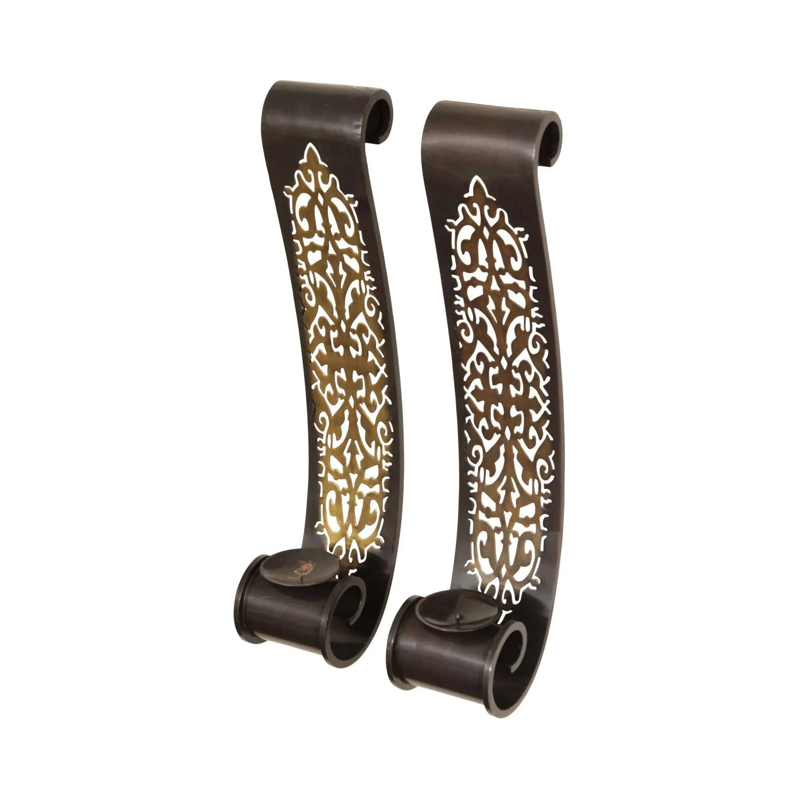 Bombay Company Pair Pierced Brass Candle Wall Sconces - 13