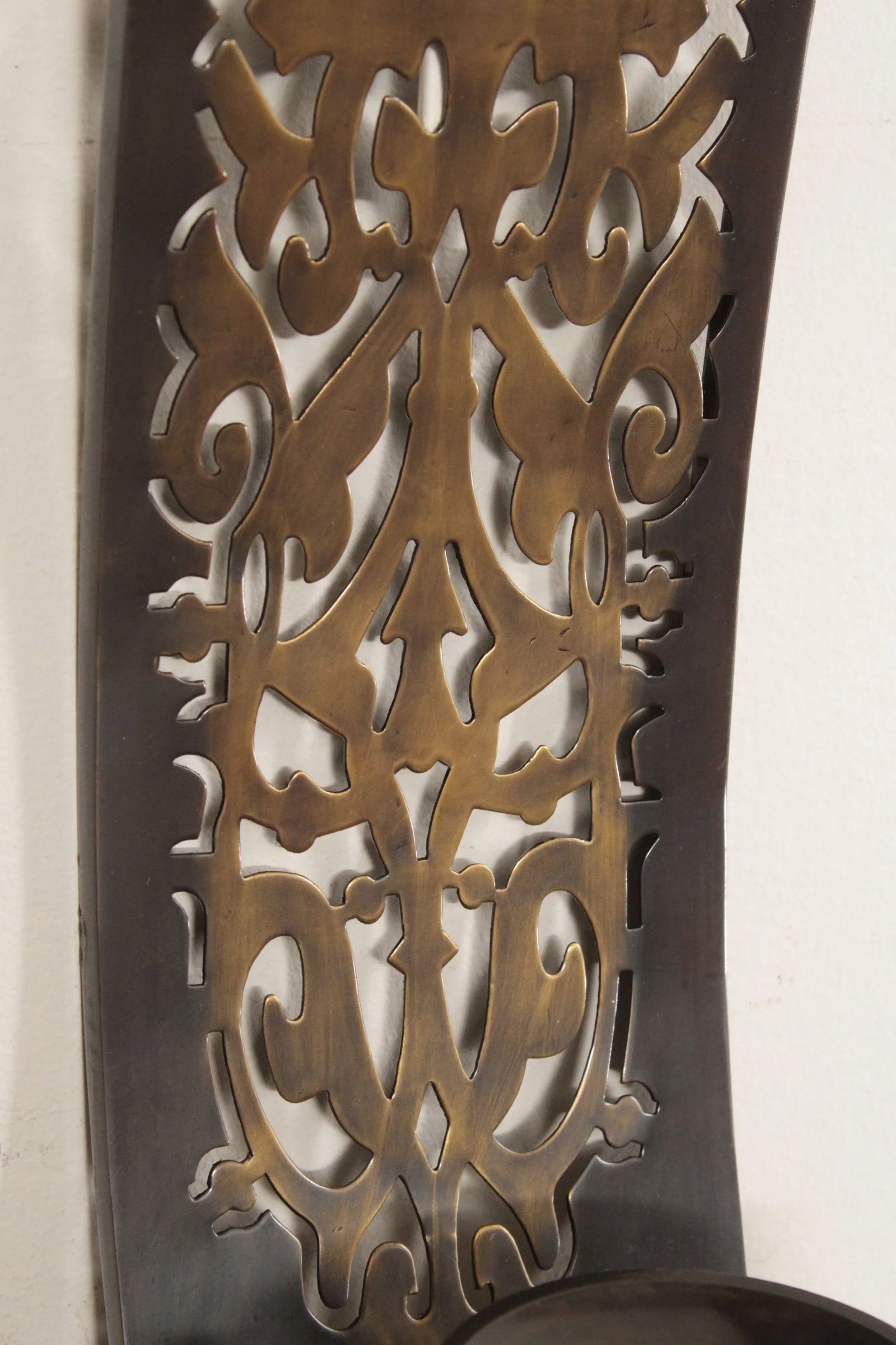 Bombay Company Pair Pierced Brass Candle Wall Sconces - 9