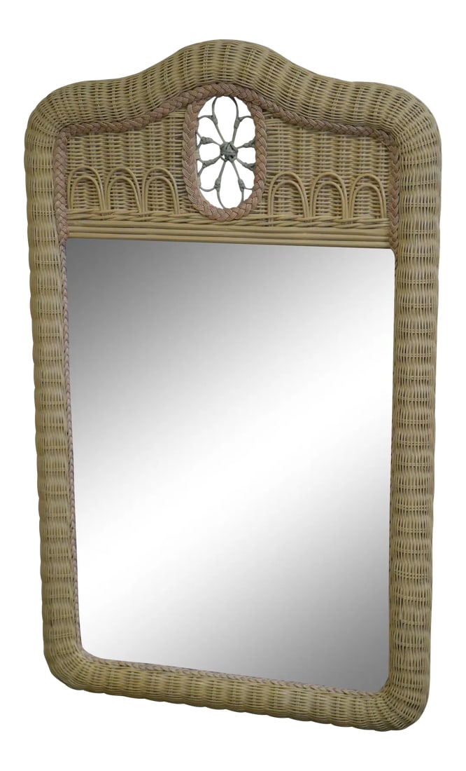 Lexington Henry Link Painted Wicker Mirror: Lexington Henry Link Painted Wicker Mirror AGE / ORIGIN: Approx. 25 years, America DETAILS / DESCRIPTION: High quality American made painted wicker mirror. ~ By Lexington. CONDITION REPORT: Clean