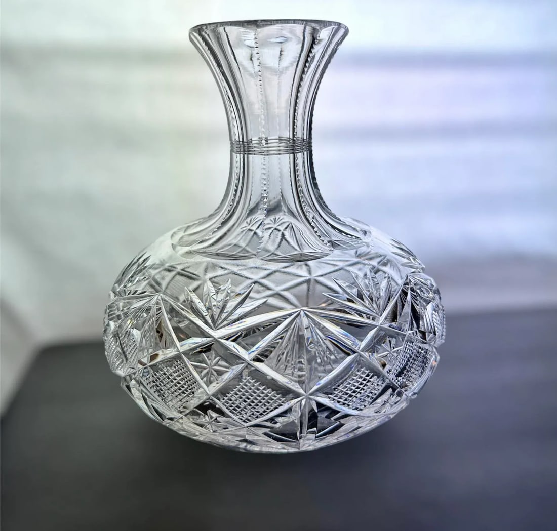 1902 Pitkin Brooks Cut Crystal Glass Water Carafe With Tumblers American Brilliant Period- 4 Pieces - 2