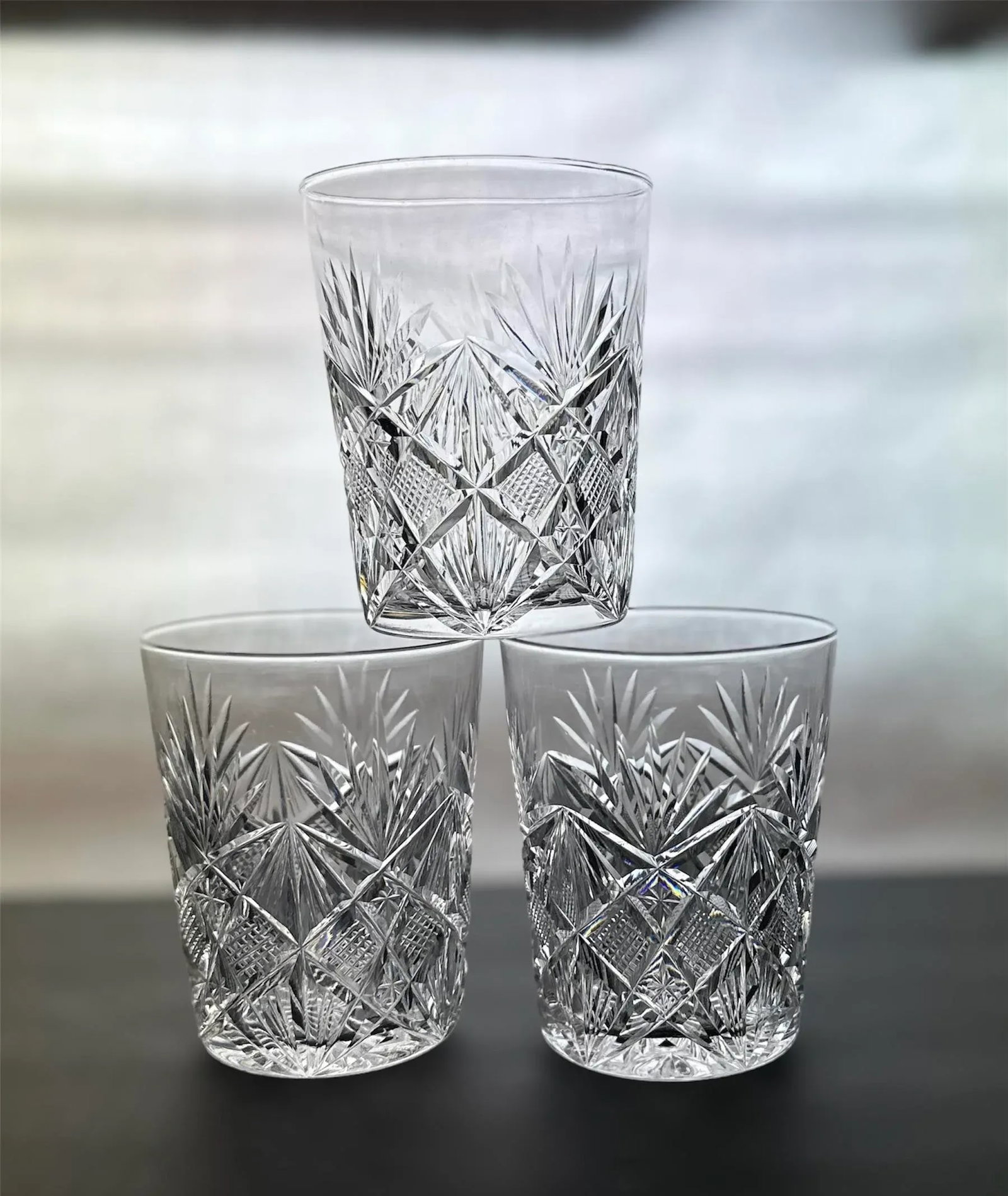 1902 Pitkin Brooks Cut Crystal Glass Water Carafe With Tumblers American Brilliant Period- 4 Pieces - 5