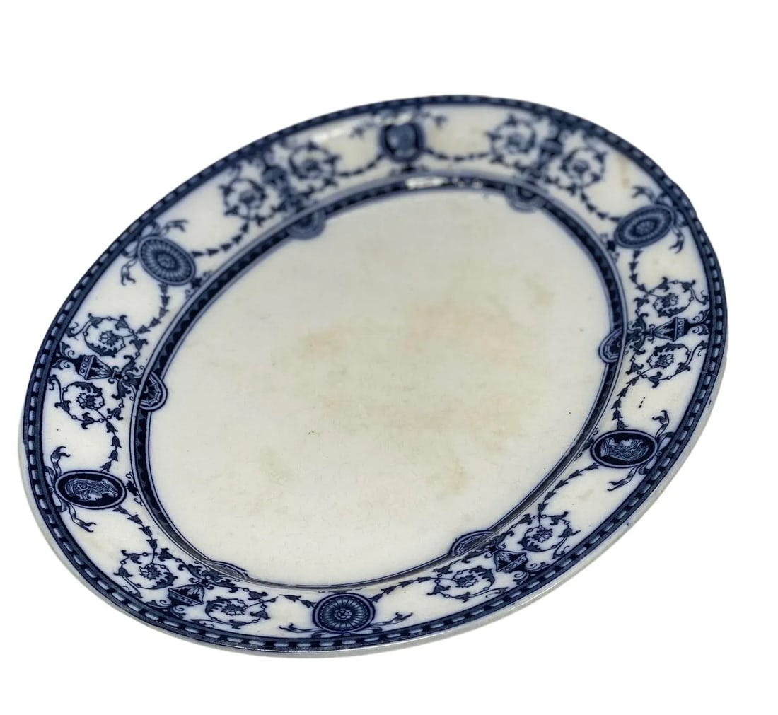 Antique Early 20th Century Sampson, Hancock & Sons Flaxman Blue Oval Serving Platter - 2
