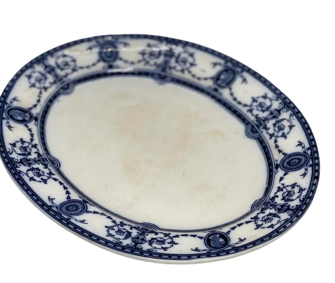 Antique Early 20th Century Sampson, Hancock & Sons Flaxman Blue Oval Serving Platter - 3