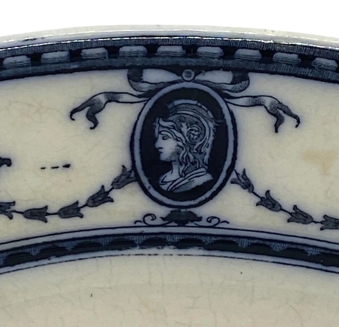 Antique Early 20th Century Sampson, Hancock & Sons Flaxman Blue Oval Serving Platter - 4