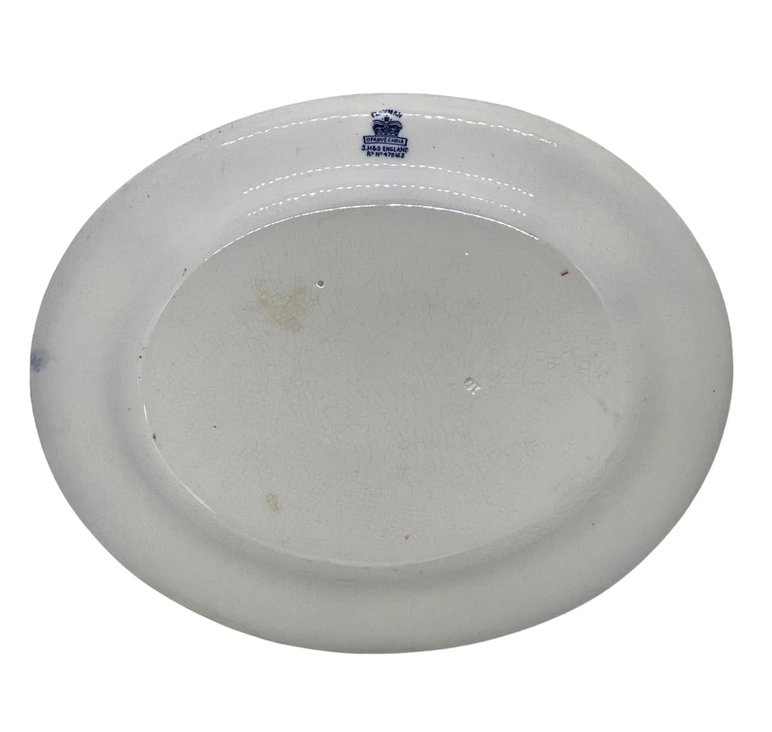 Antique Early 20th Century Sampson, Hancock & Sons Flaxman Blue Oval Serving Platter - 7