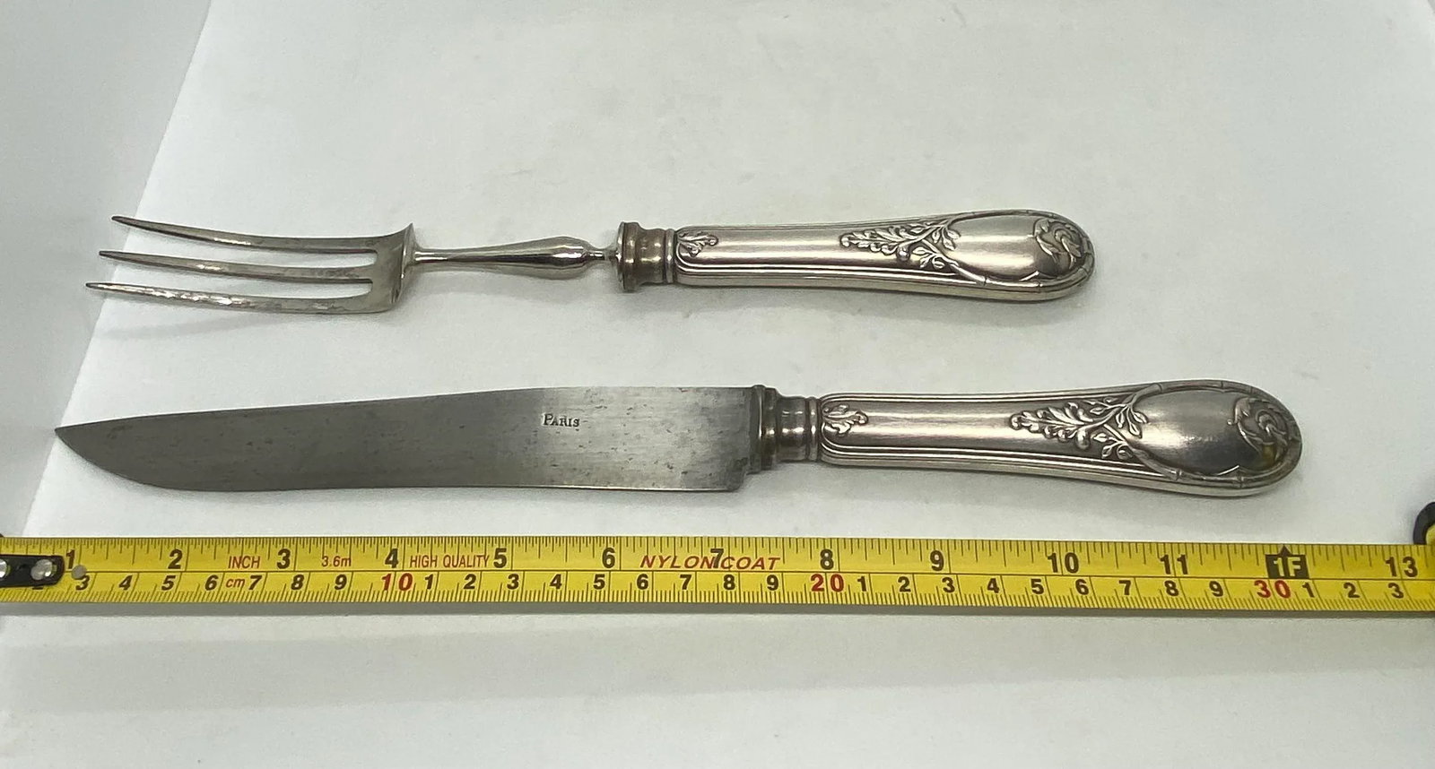 Early 20th Century French Paris Silverplate Two-Piece Carving Set With Green Storage Case - 10