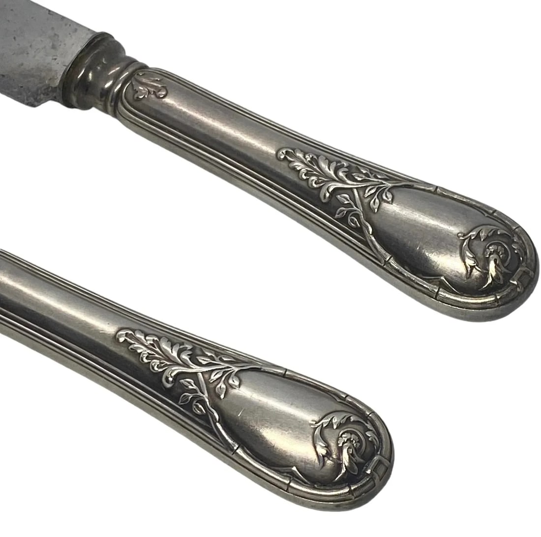 Early 20th Century French Paris Silverplate Two-Piece Carving Set With Green Storage Case - 11