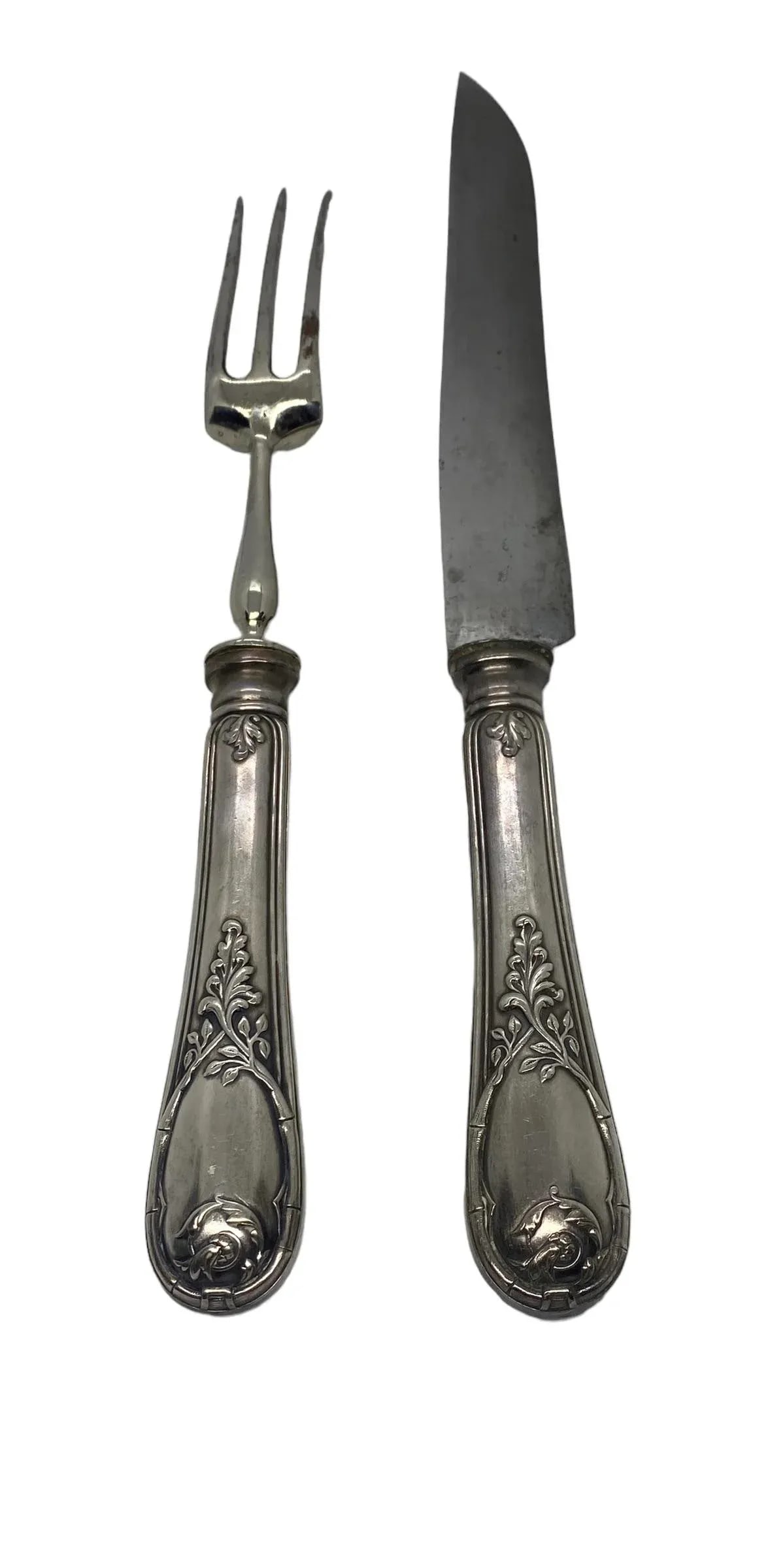 Early 20th Century French Paris Silverplate Two-Piece Carving Set With Green Storage Case - 7