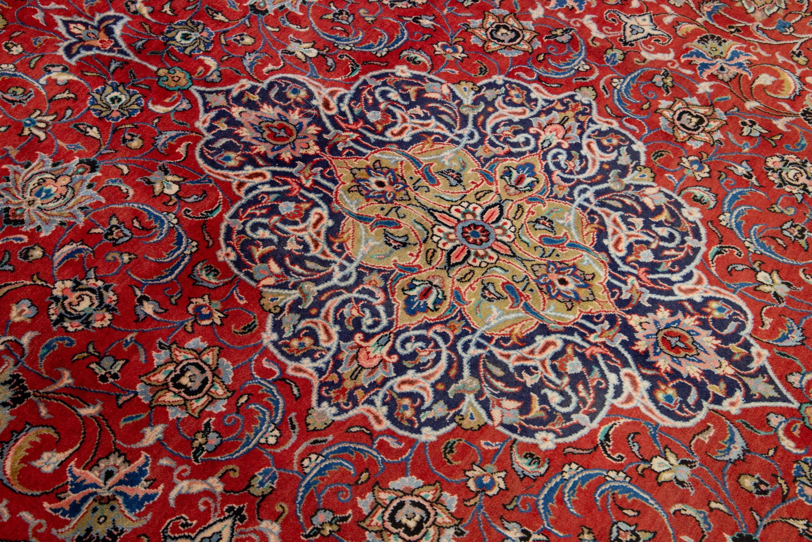 1960s Vintage Kerman Persian Wool Rug Handmade in Red With Allover Motif - 4