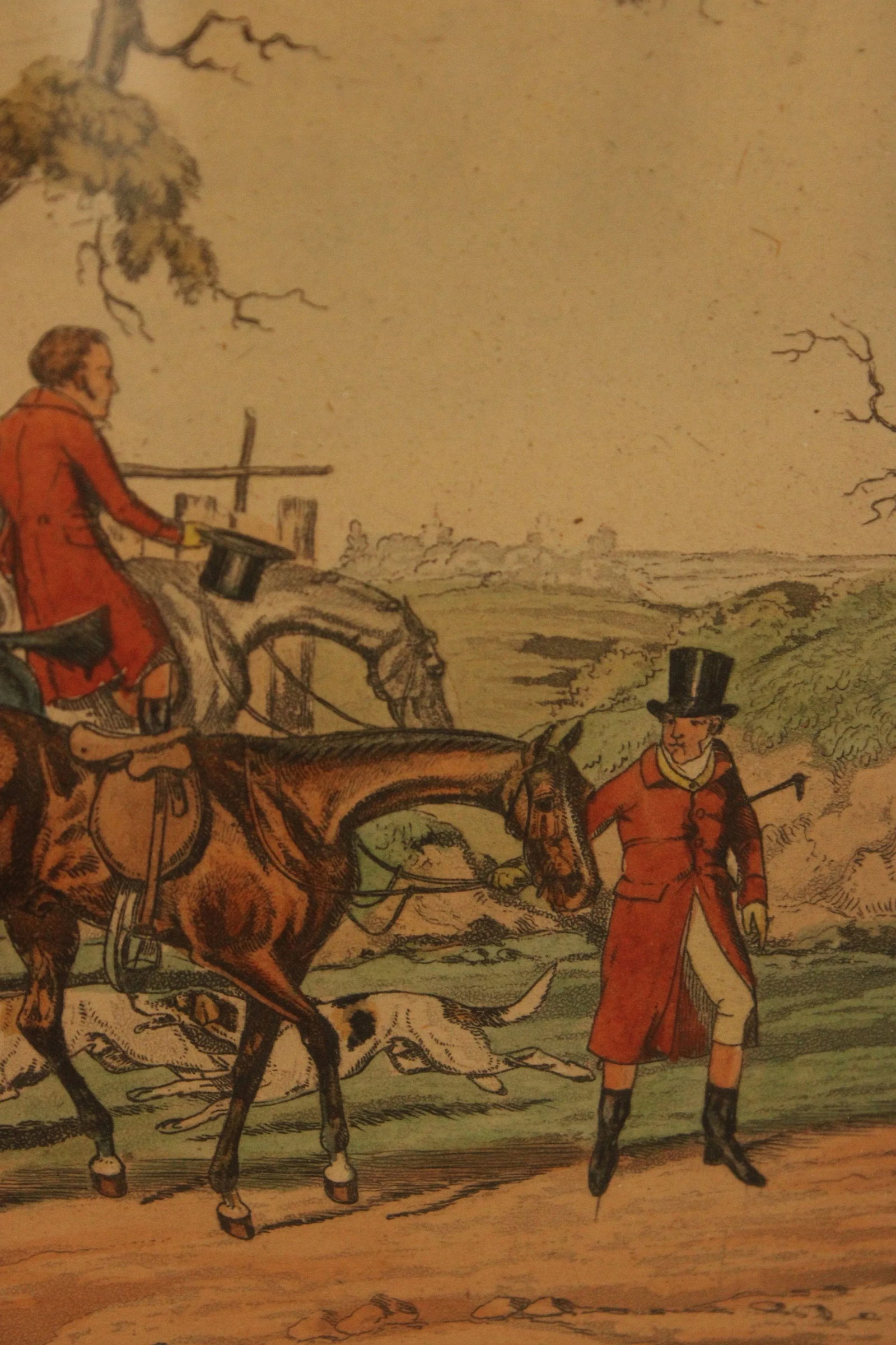 Antique English Fox Hunting Etchings, Custom Framed - A Pair - 12