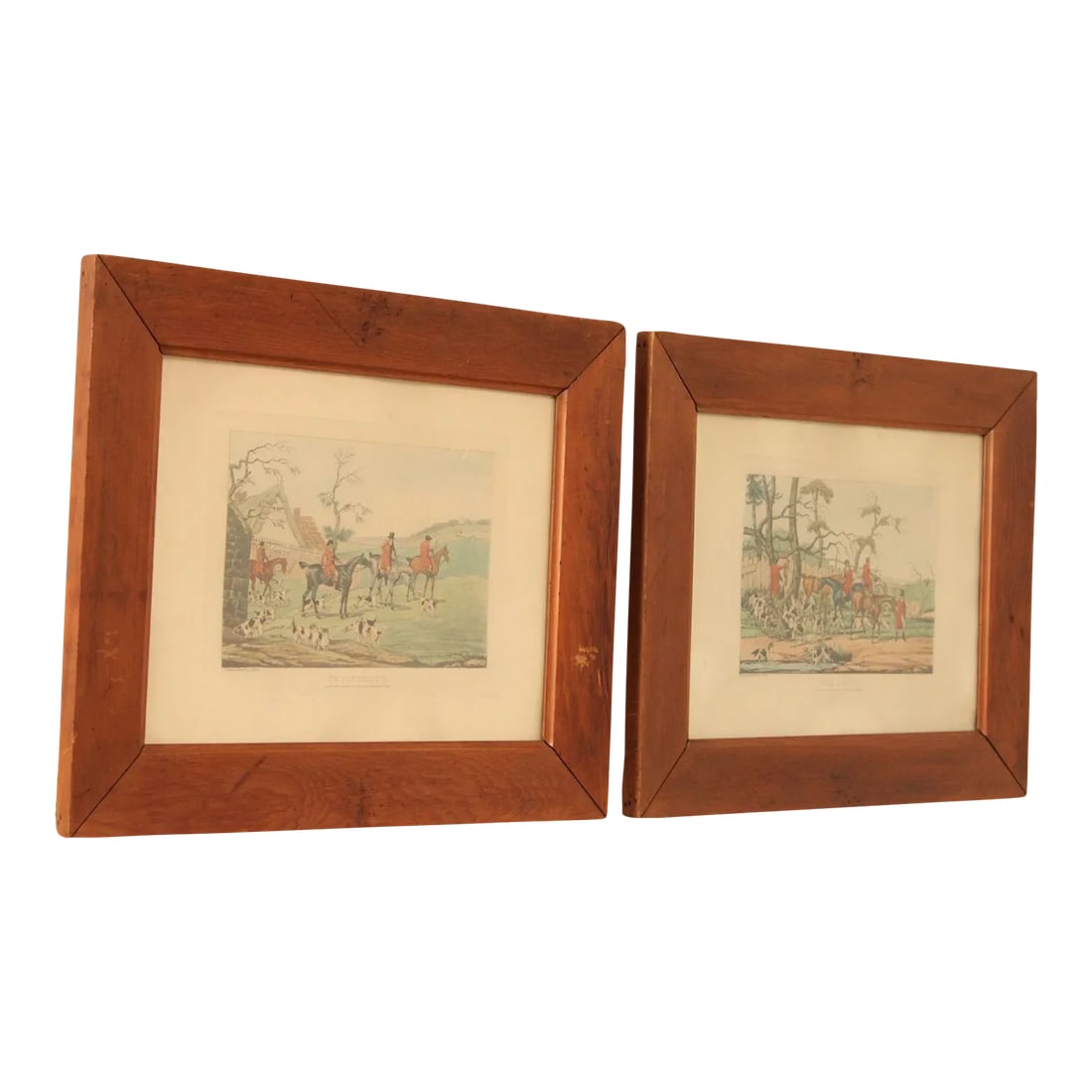Antique English Fox Hunting Etchings, Custom Framed - A Pair (1 of 12)