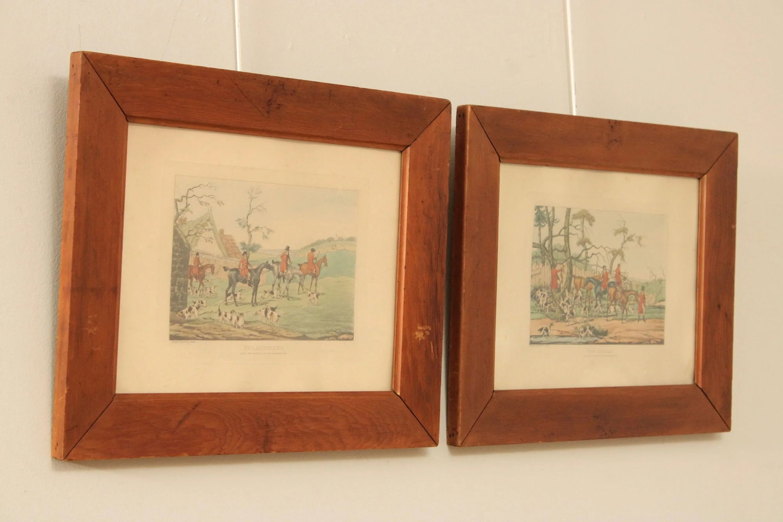 Antique English Fox Hunting Etchings, Custom Framed - A Pair - 2