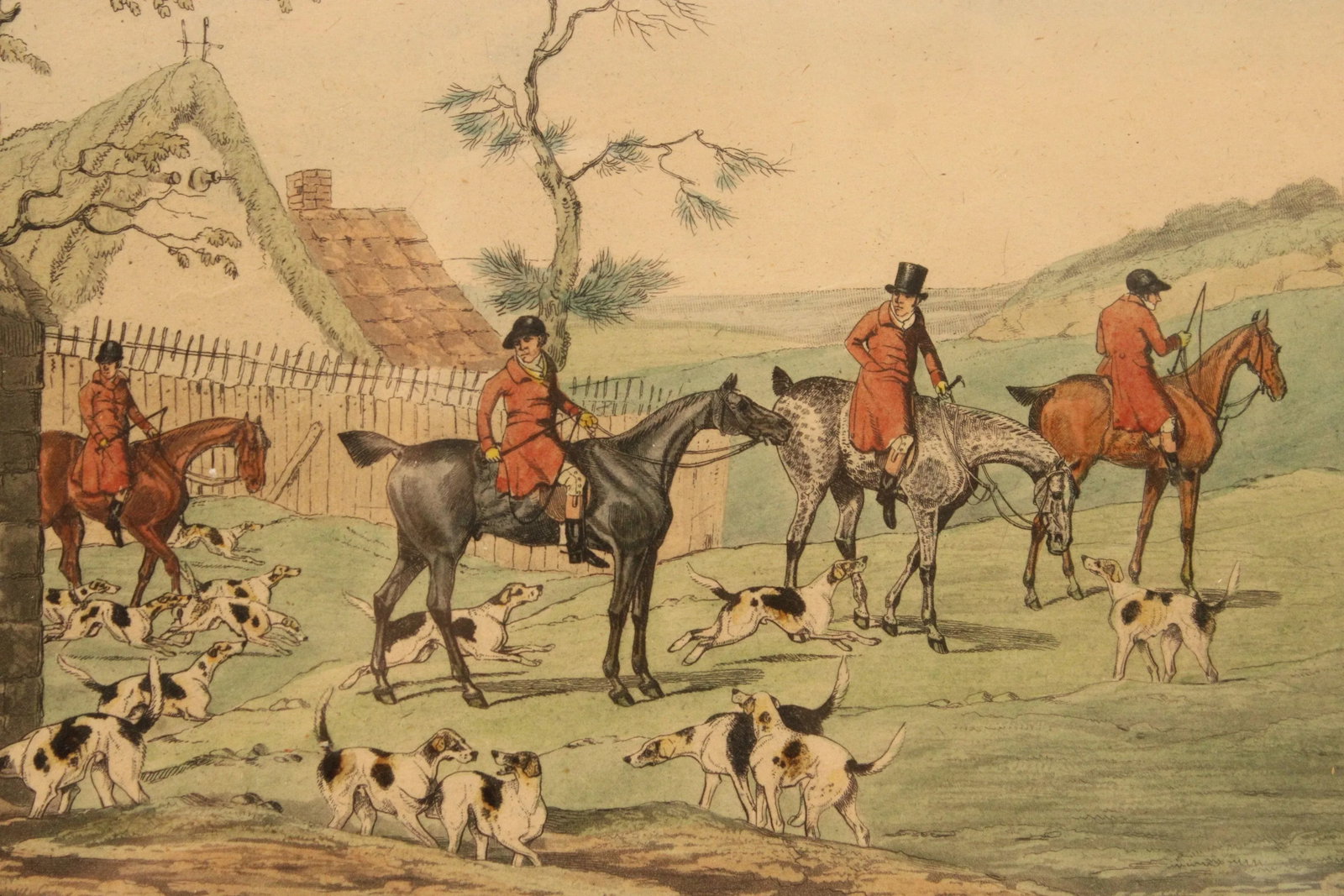 Antique English Fox Hunting Etchings, Custom Framed - A Pair - 9