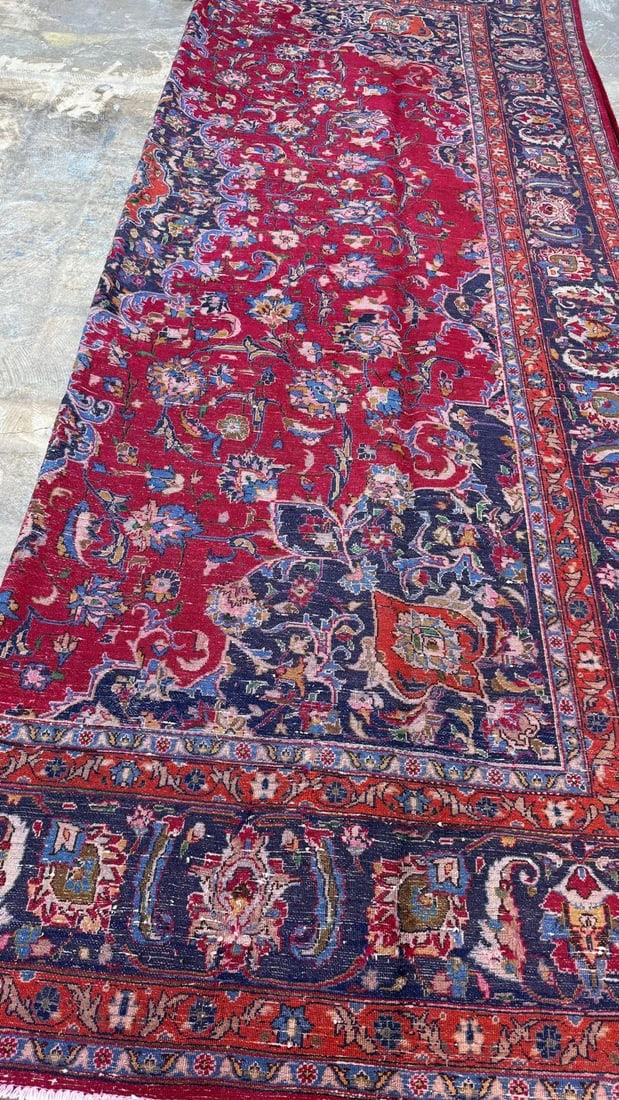 Handmade 1950s Persian Kashan Wool Rug Handmade With Allover Motif - 10