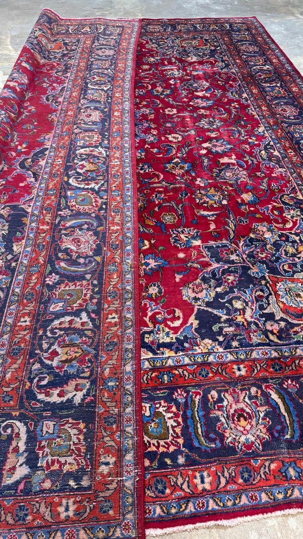 Handmade 1950s Persian Kashan Wool Rug Handmade With Allover Motif - 11