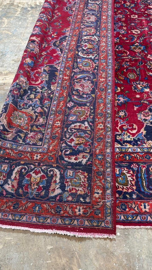 Handmade 1950s Persian Kashan Wool Rug Handmade With Allover Motif - 12