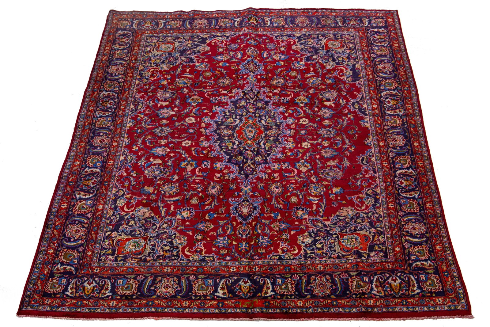 Handmade 1950s Persian Kashan Wool Rug Handmade With Allover Motif - 2