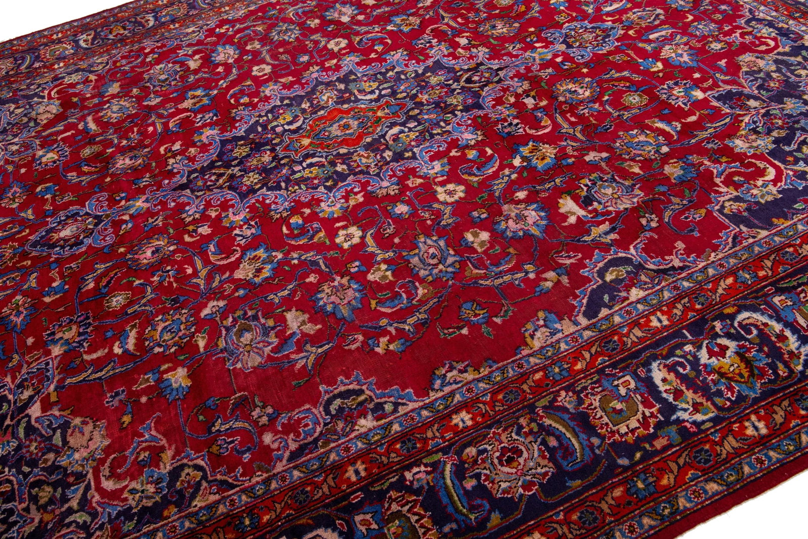 Handmade 1950s Persian Kashan Wool Rug Handmade With Allover Motif - 4