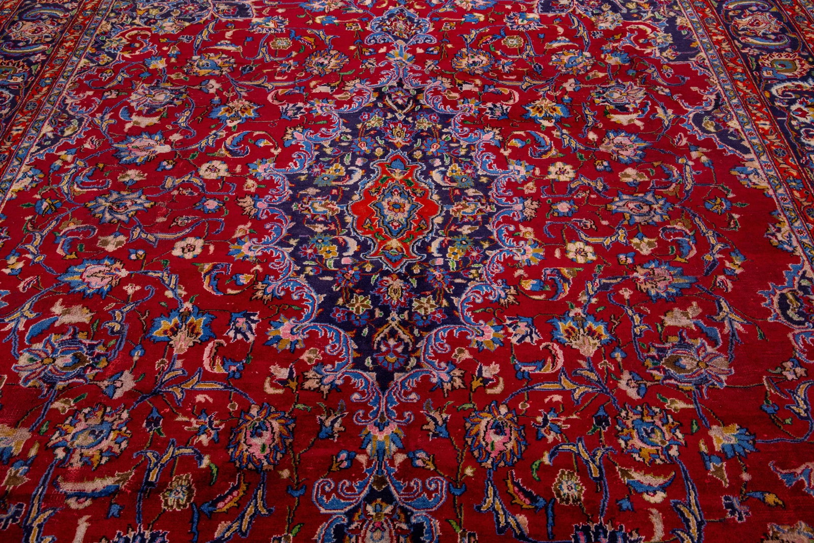 Handmade 1950s Persian Kashan Wool Rug Handmade With Allover Motif - 6