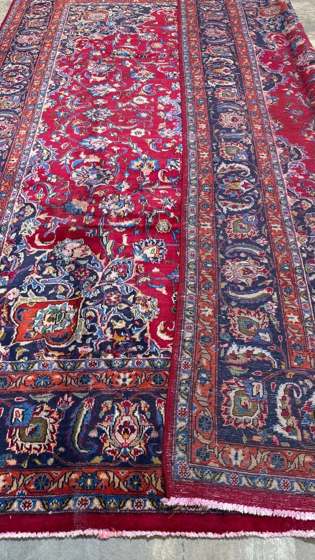 Handmade 1950s Persian Kashan Wool Rug Handmade With Allover Motif - 8