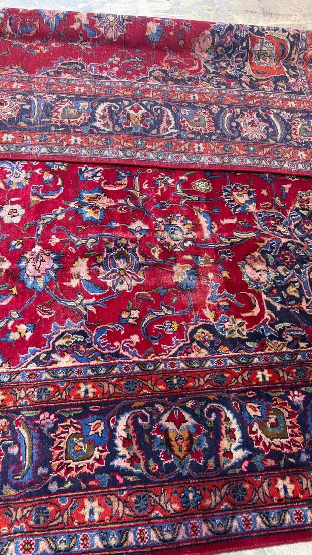 Handmade 1950s Persian Kashan Wool Rug Handmade With Allover Motif - 9
