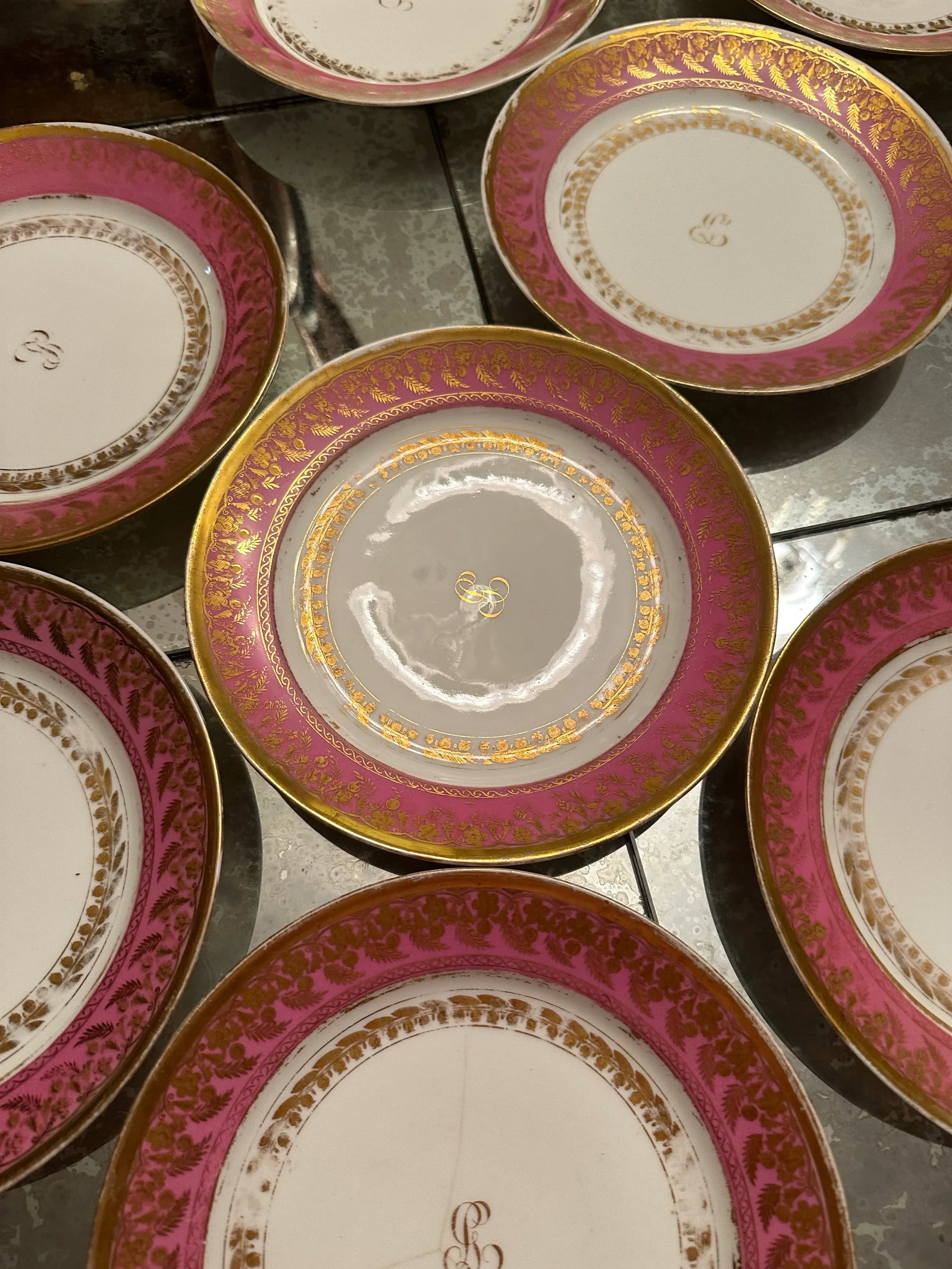 Early 19th Century French Old Paris Porcelain Dessert Service Pink Ground Empire Style- 31 Pieces - 12