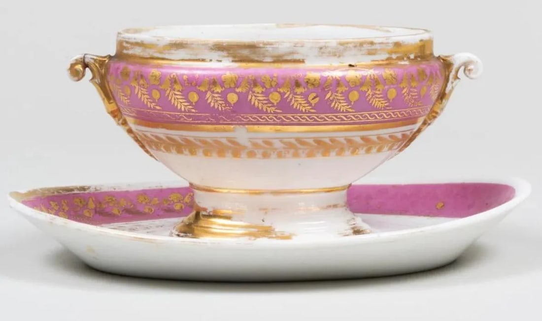 Early 19th Century French Old Paris Porcelain Dessert Service Pink Ground Empire Style- 31 Pieces - 3
