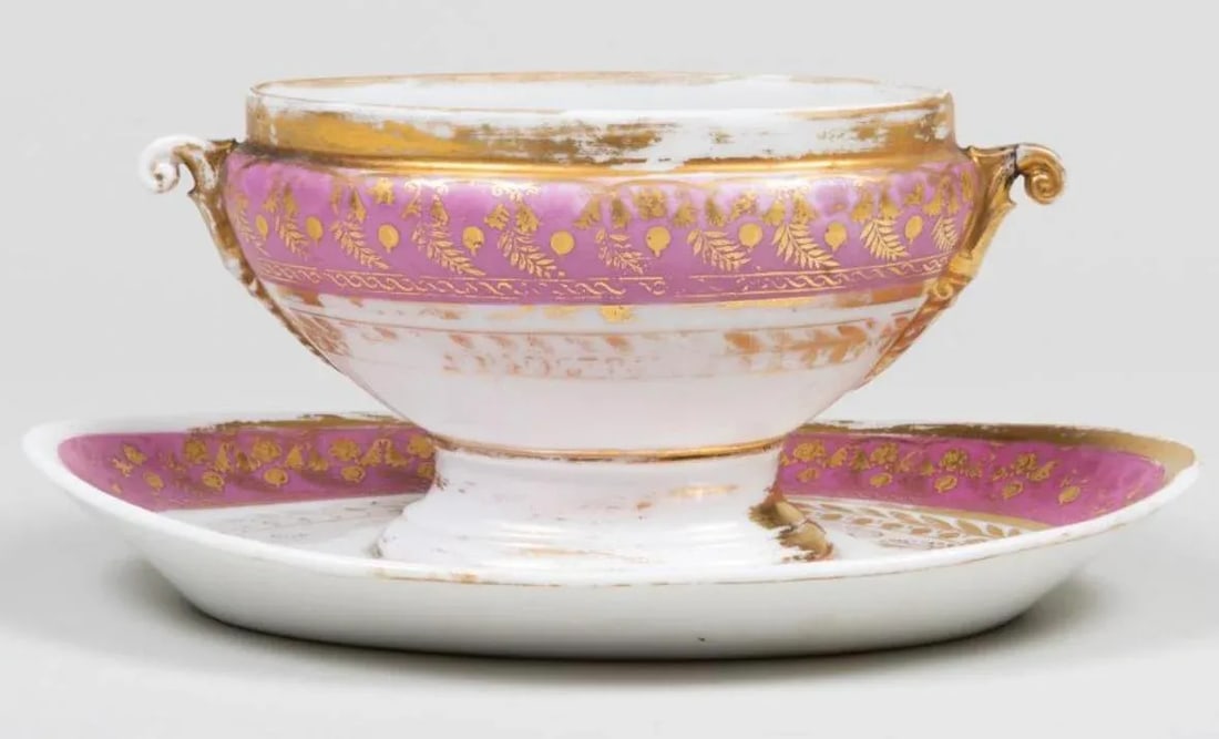 Early 19th Century French Old Paris Porcelain Dessert Service Pink Ground Empire Style- 31 Pieces - 5