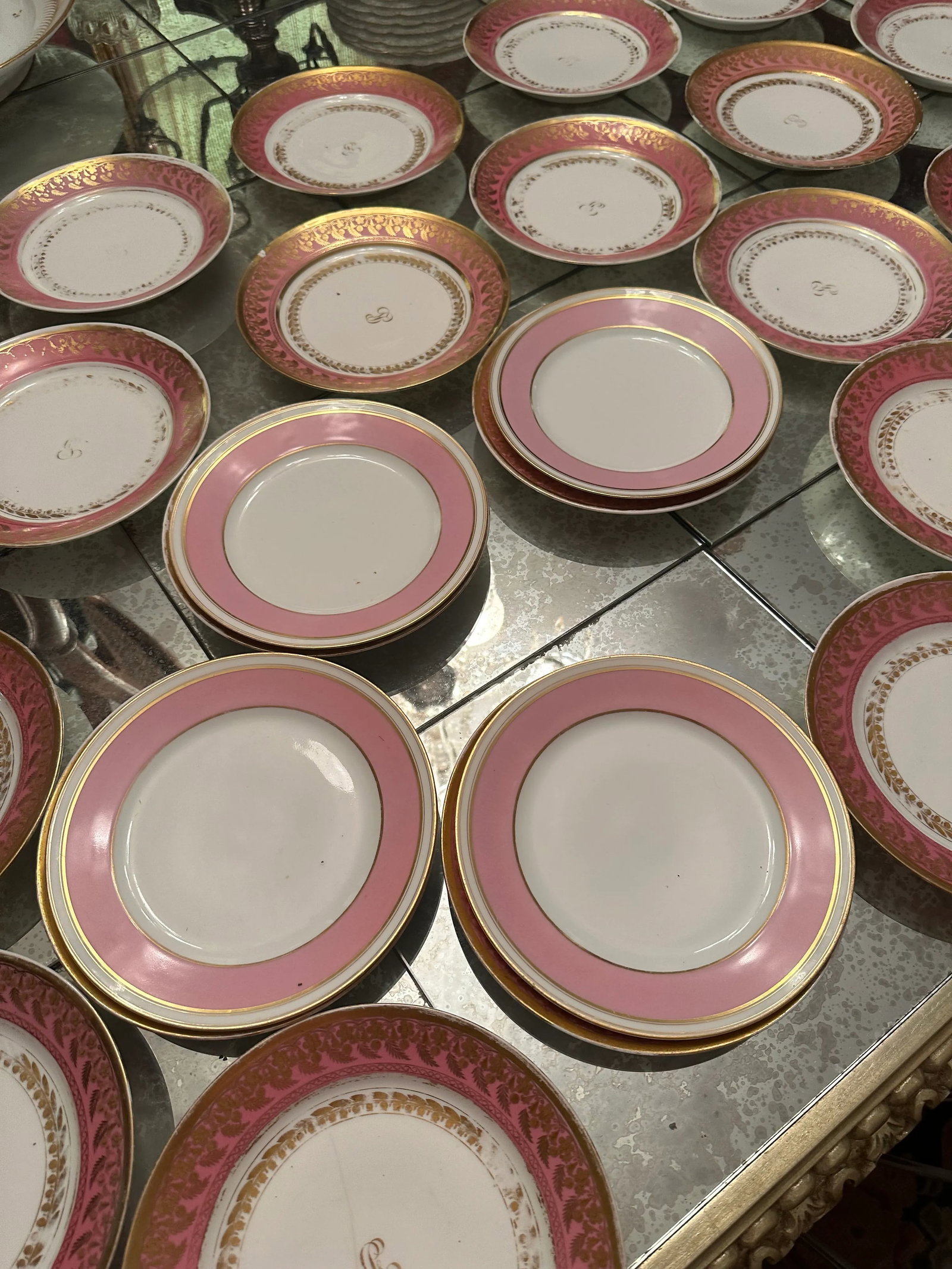 Early 19th Century French Old Paris Porcelain Dessert Service Pink Ground Empire Style- 31 Pieces - 6