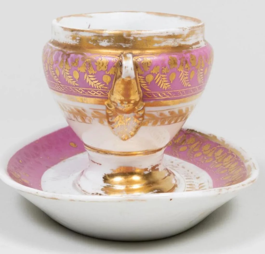 Early 19th Century French Old Paris Porcelain Dessert Service Pink Ground Empire Style- 31 Pieces - 7
