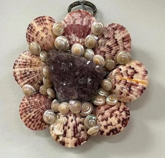 Pair of 21st Century Shell Framed Amethyst Plaques - 2