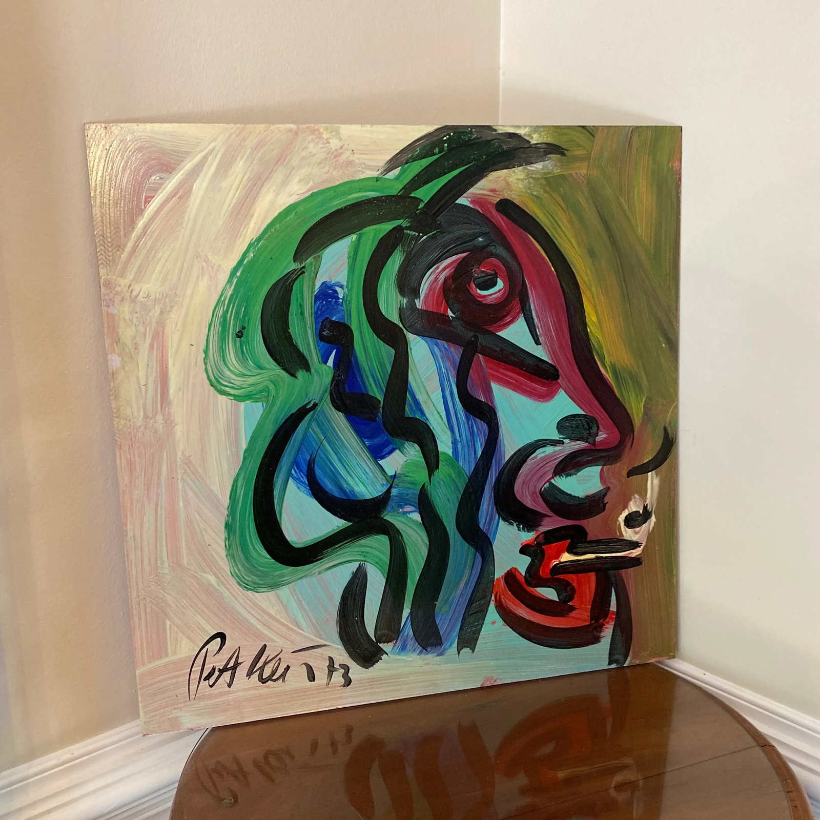 Peter Keil Original Abstract Portrait Painting on Board 1973 - 4