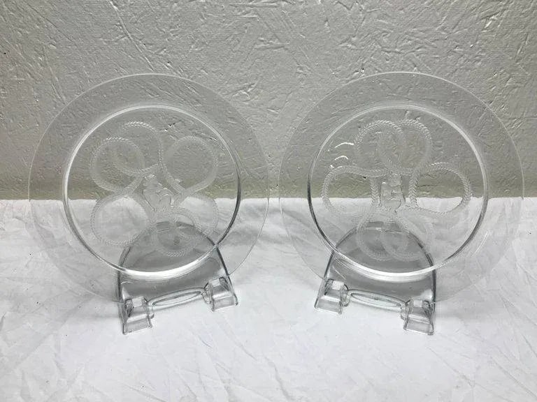 Mid 20th Century 12 Art Deco Lalique Cherub and Rope Motif Plates - 2