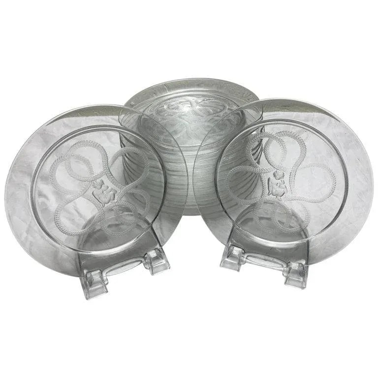 Mid 20th Century 12 Art Deco Lalique Cherub and Rope Motif Plates - 7