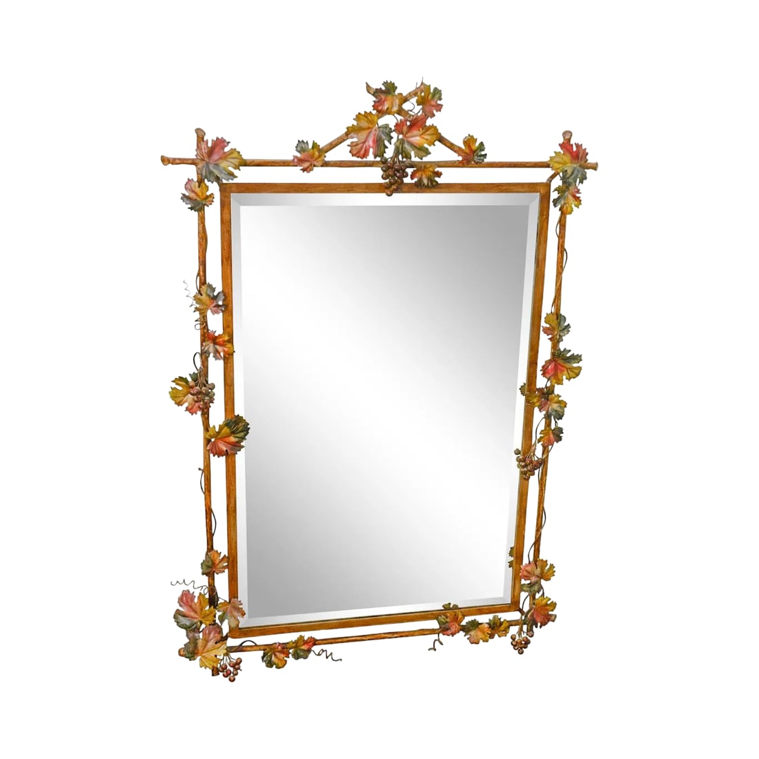 LaBarge Italian Painted Tole Metal Grapevine Beveled Wall Mirror (1 of 13)