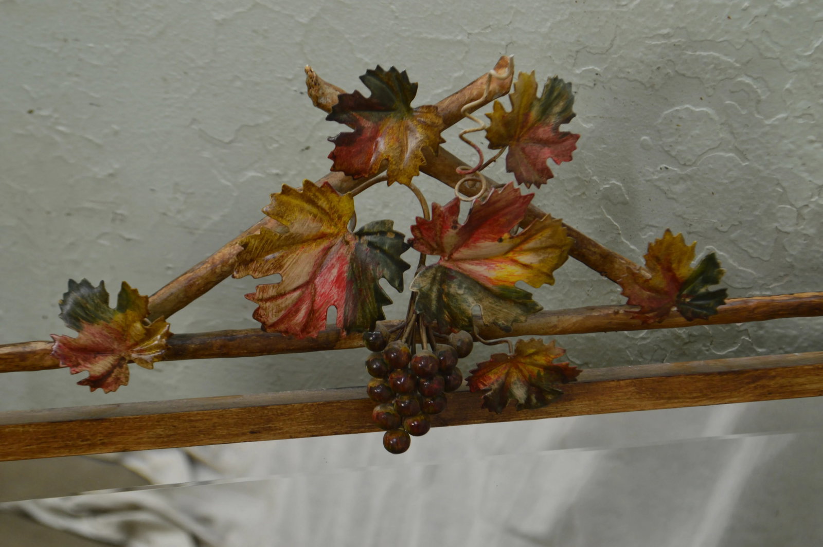 LaBarge Italian Painted Tole Metal Grapevine Beveled Wall Mirror - 4