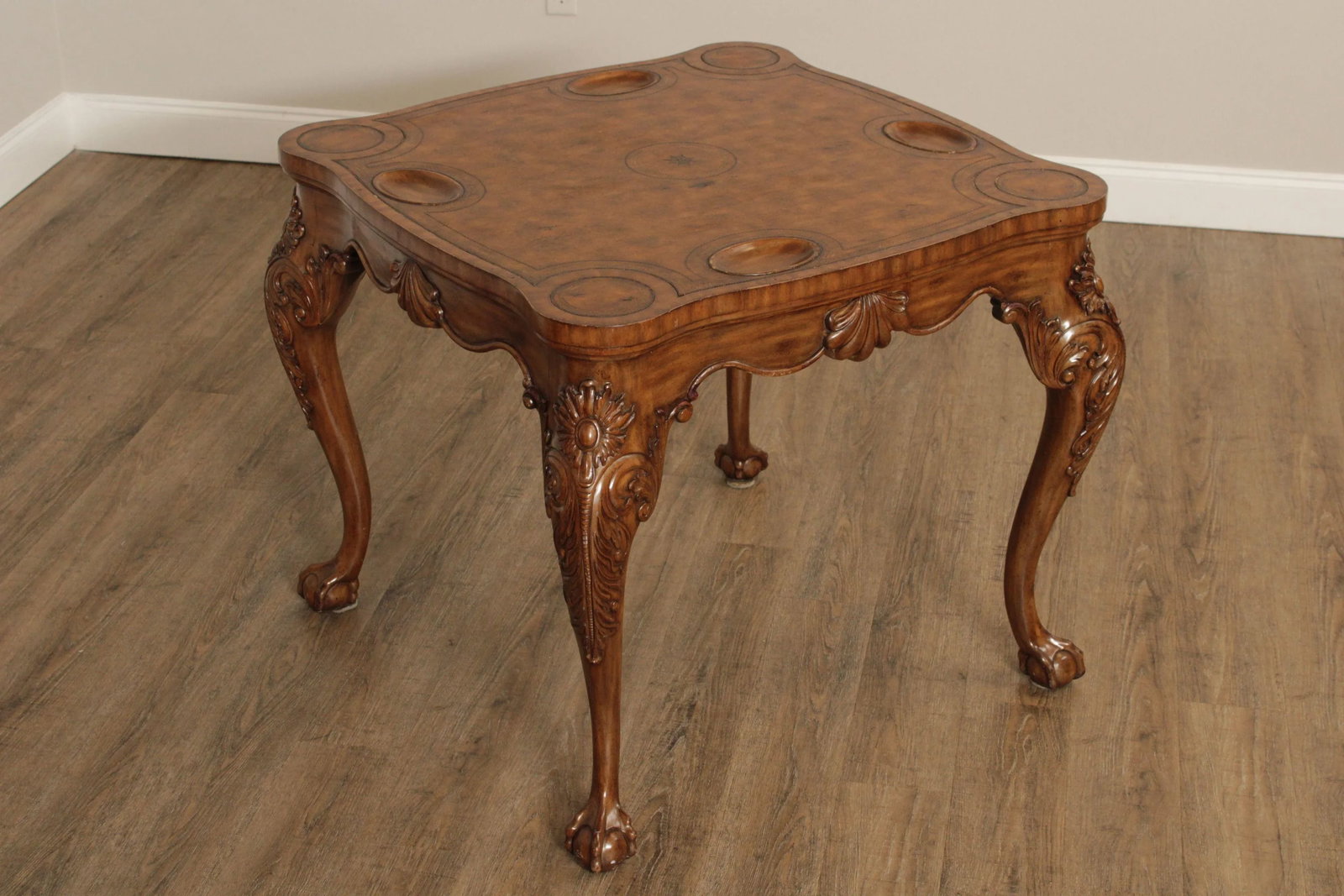 Maitland Smith Chippendale Style Leather Top Card Table - 2