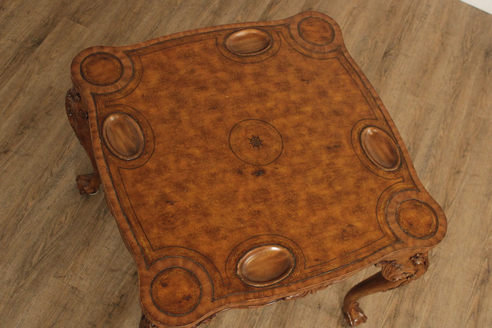 Maitland Smith Chippendale Style Leather Top Card Table - 3
