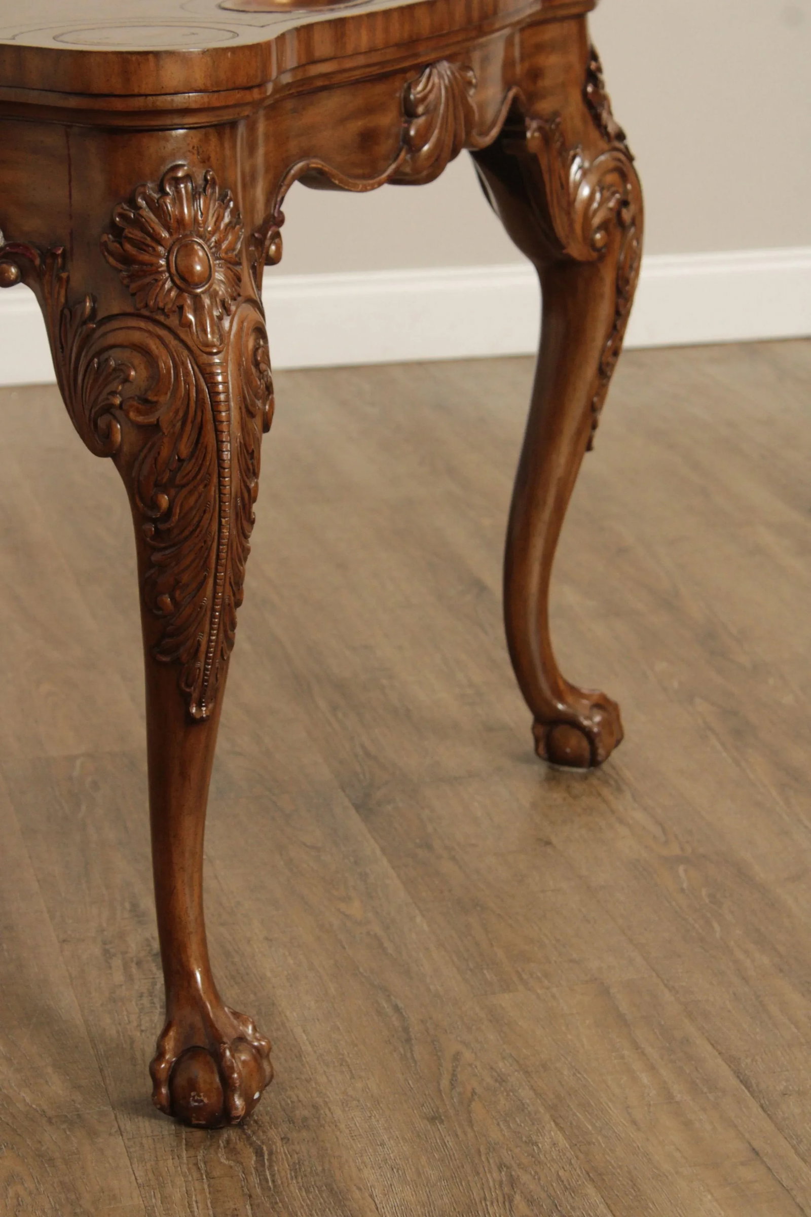 Maitland Smith Chippendale Style Leather Top Card Table - 5