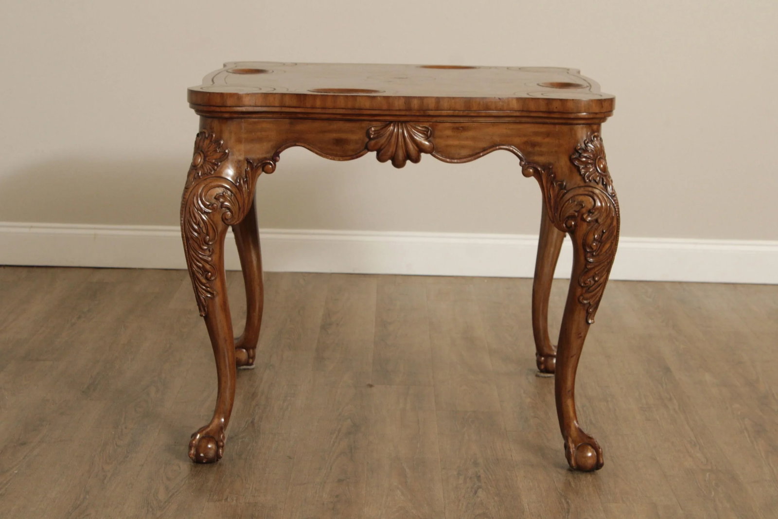 Maitland Smith Chippendale Style Leather Top Card Table - 7