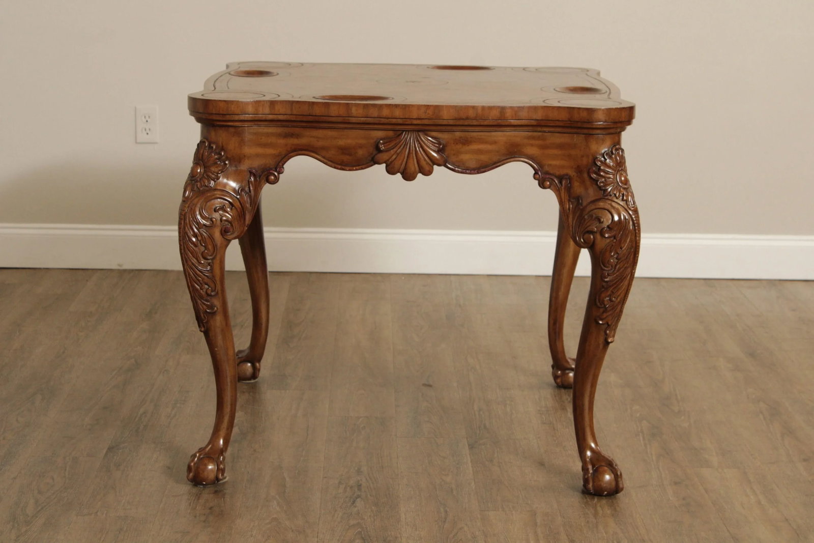 Maitland Smith Chippendale Style Leather Top Card Table - 9