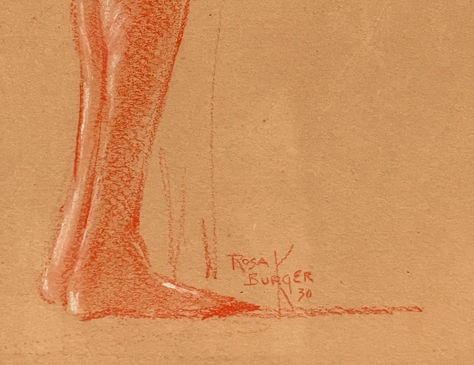 Vintage C.1930 Rosa Burger Pastel Pencil & Gouache Nude Portraits - a Pair - 5